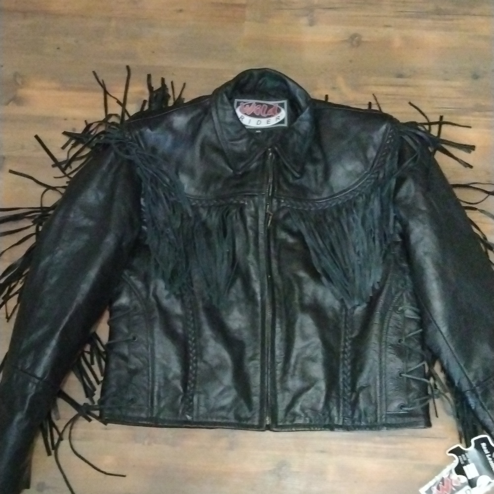 Wild Rider women's Black Fringe Leather Jacket